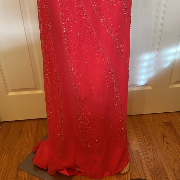 Alyce beaded pink backless prom dress with train size 8 - Picture 5 of 11